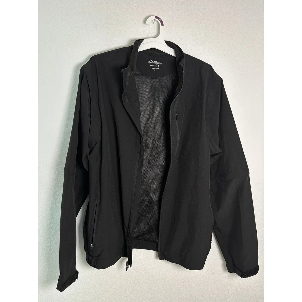 Walter Hagen Hydro Halt Mens Golf Jacket Convertible Zip Off Sleeve Black Large